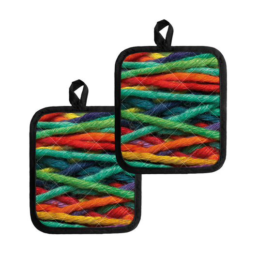 Colorful Yarn Print Pot Holders
