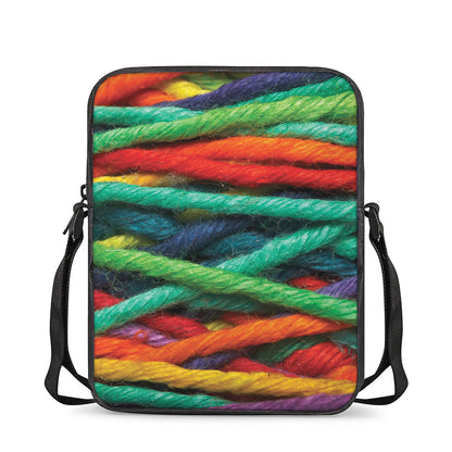 Colorful Yarn Print Rectangular Crossbody Bag