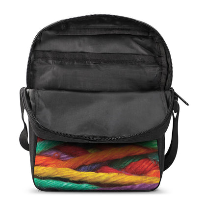 Colorful Yarn Print Rectangular Crossbody Bag