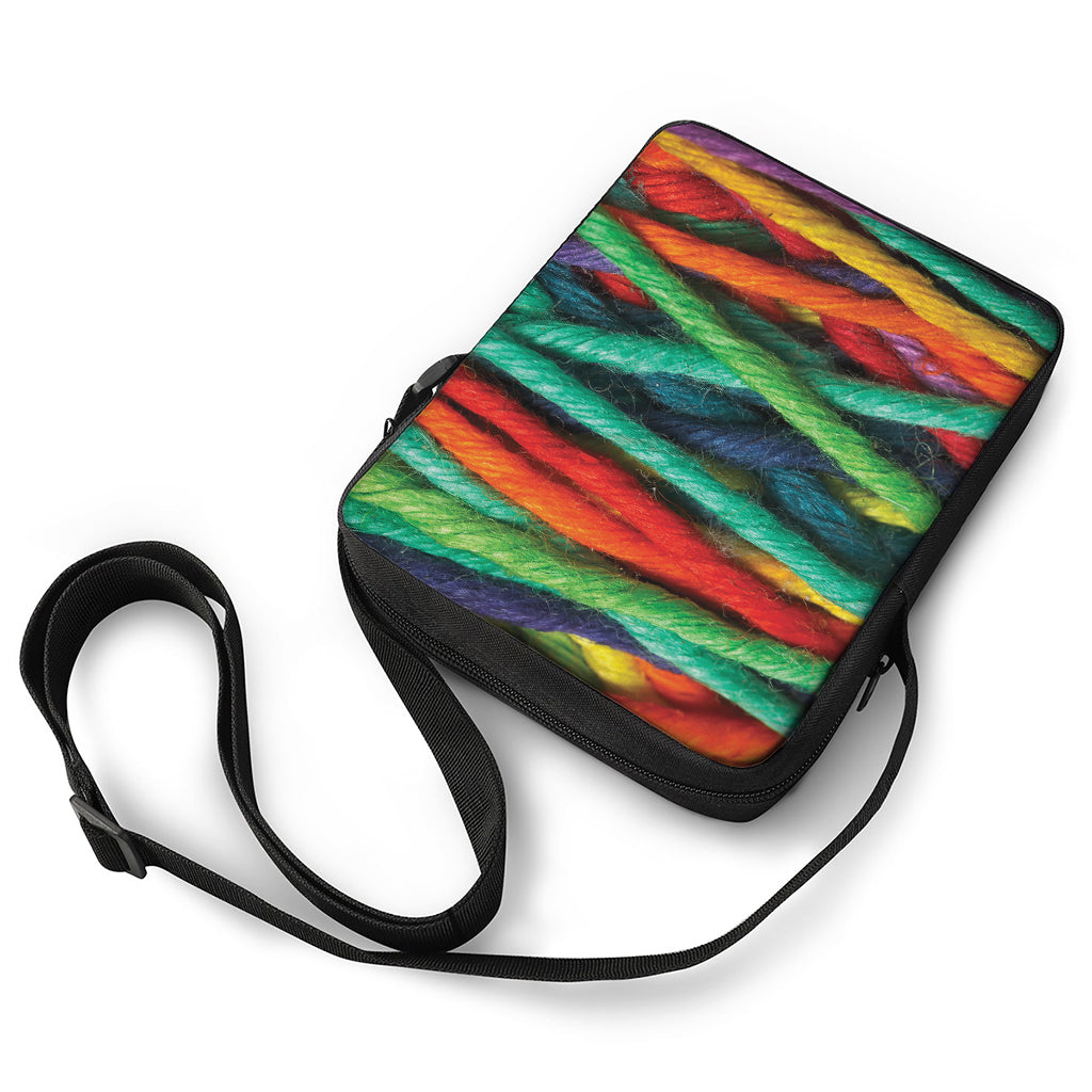 Colorful Yarn Print Rectangular Crossbody Bag