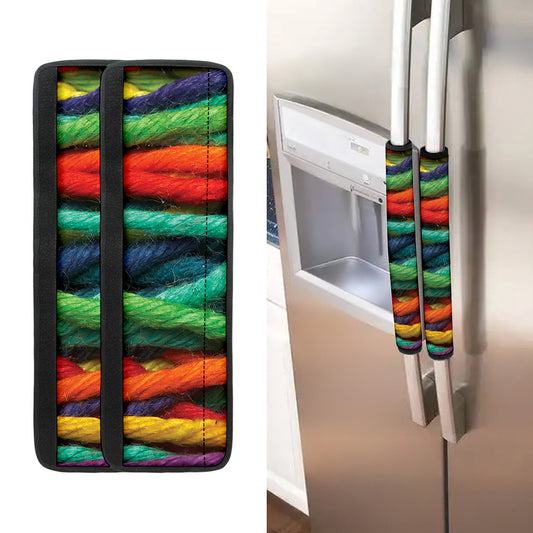 Colorful Yarn Print Refrigerator Handle Covers