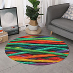 Colorful Yarn Print Round Rug