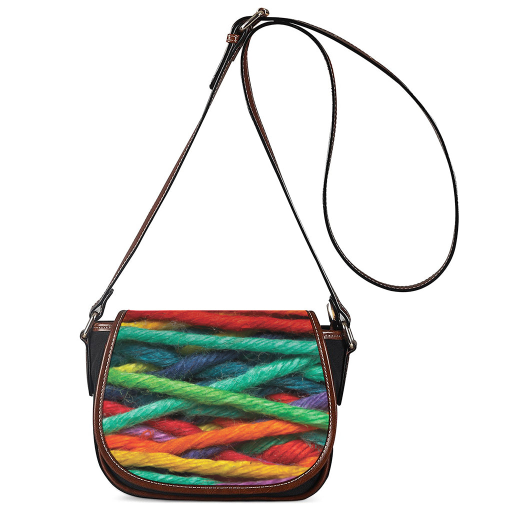 Colorful Yarn Print Saddle Bag