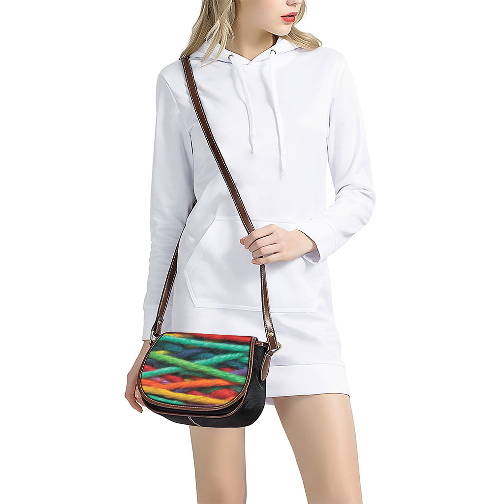 Colorful Yarn Print Saddle Bag