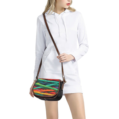 Colorful Yarn Print Saddle Bag