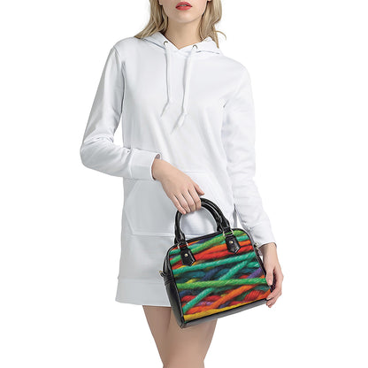 Colorful Yarn Print Shoulder Handbag