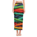 Colorful Yarn Print Side Slit Maxi Skirt