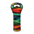 Colorful Yarn Print Single Neoprene Wine Tote