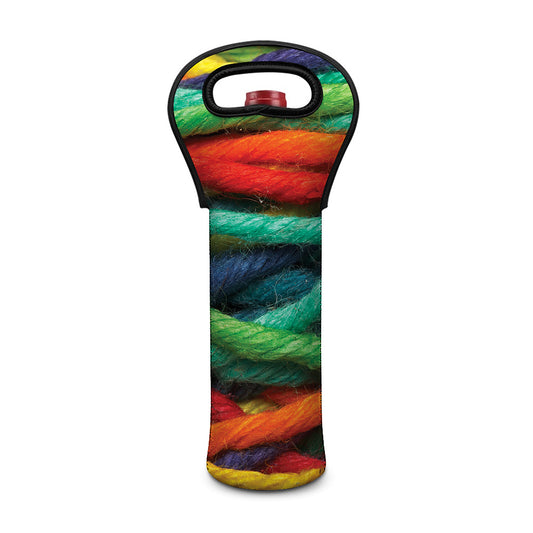 Colorful Yarn Print Single Neoprene Wine Tote