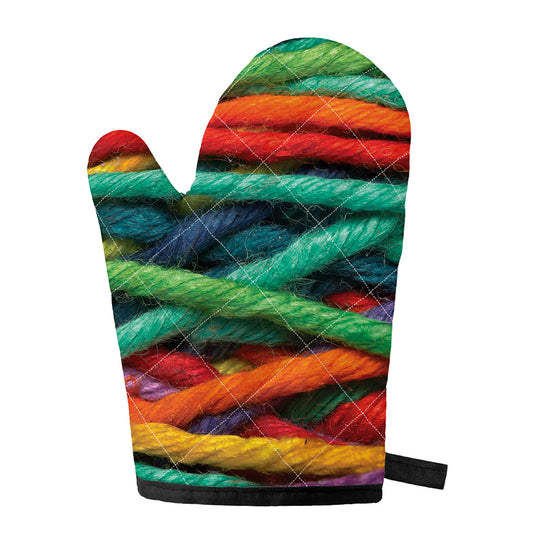 Colorful Yarn Print Single Oven Mitt