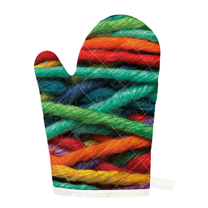 Colorful Yarn Print Single Oven Mitt