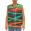 Colorful Yarn Print Sleeveless Baseball Jersey
