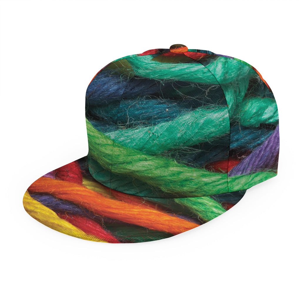 Colorful Yarn Print Snapback Cap