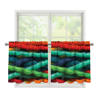 Colorful Yarn Print Tier Curtains