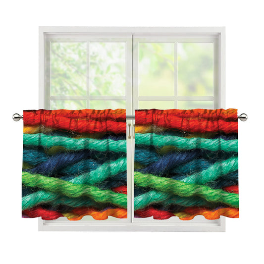 Colorful Yarn Print Tier Curtains