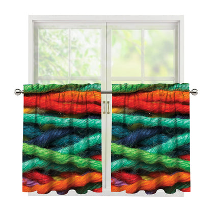 Colorful Yarn Print Tier Curtains