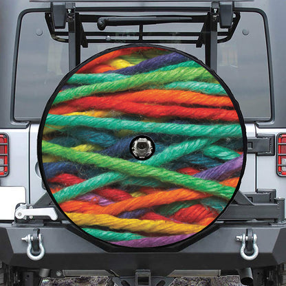 Colorful Yarn Print Tire Cover With Camera Hole