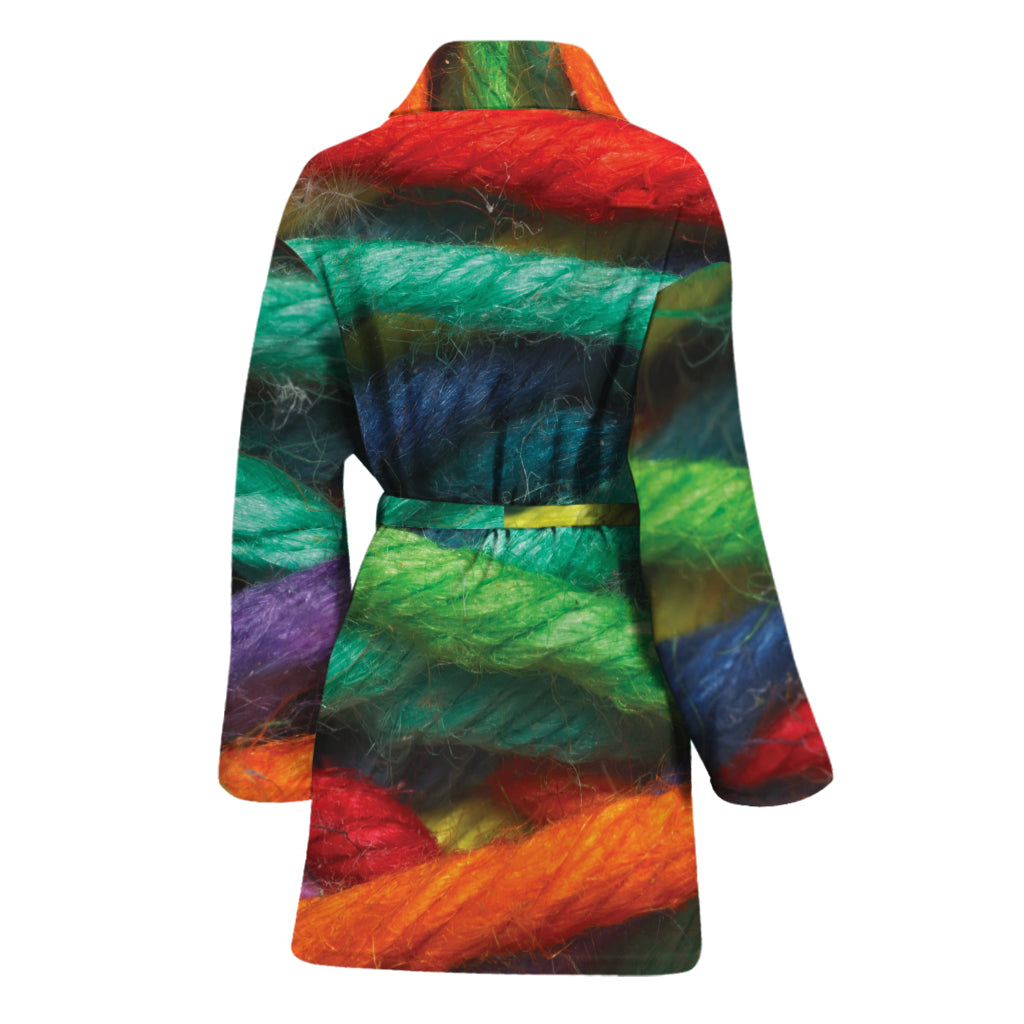 Colorful Yarn Print Women's Bathrobe