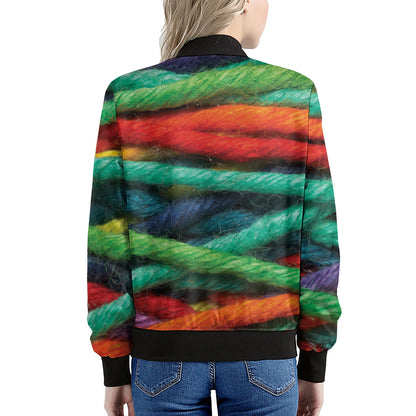 Colorful Yarn Print Women's Bomber Jacket
