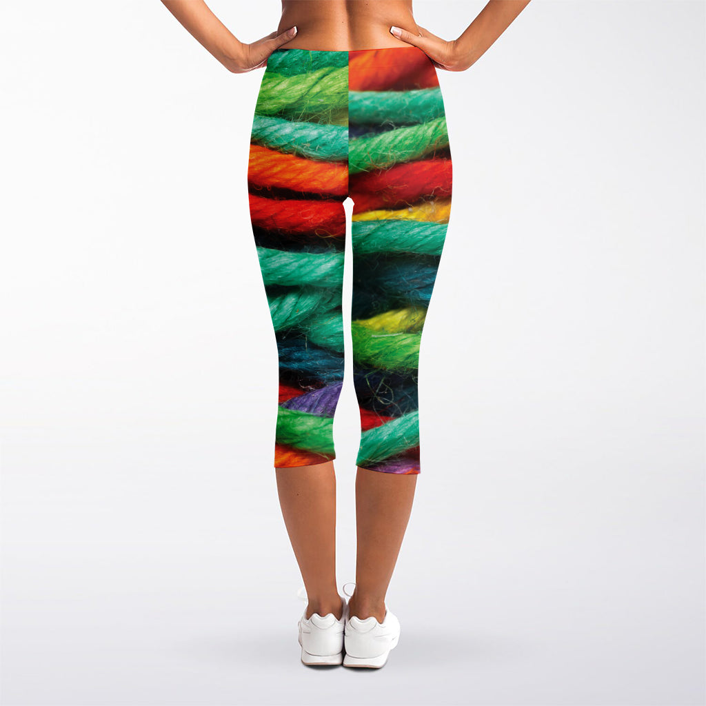 Colorful Yarn Print Women's Capri Leggings