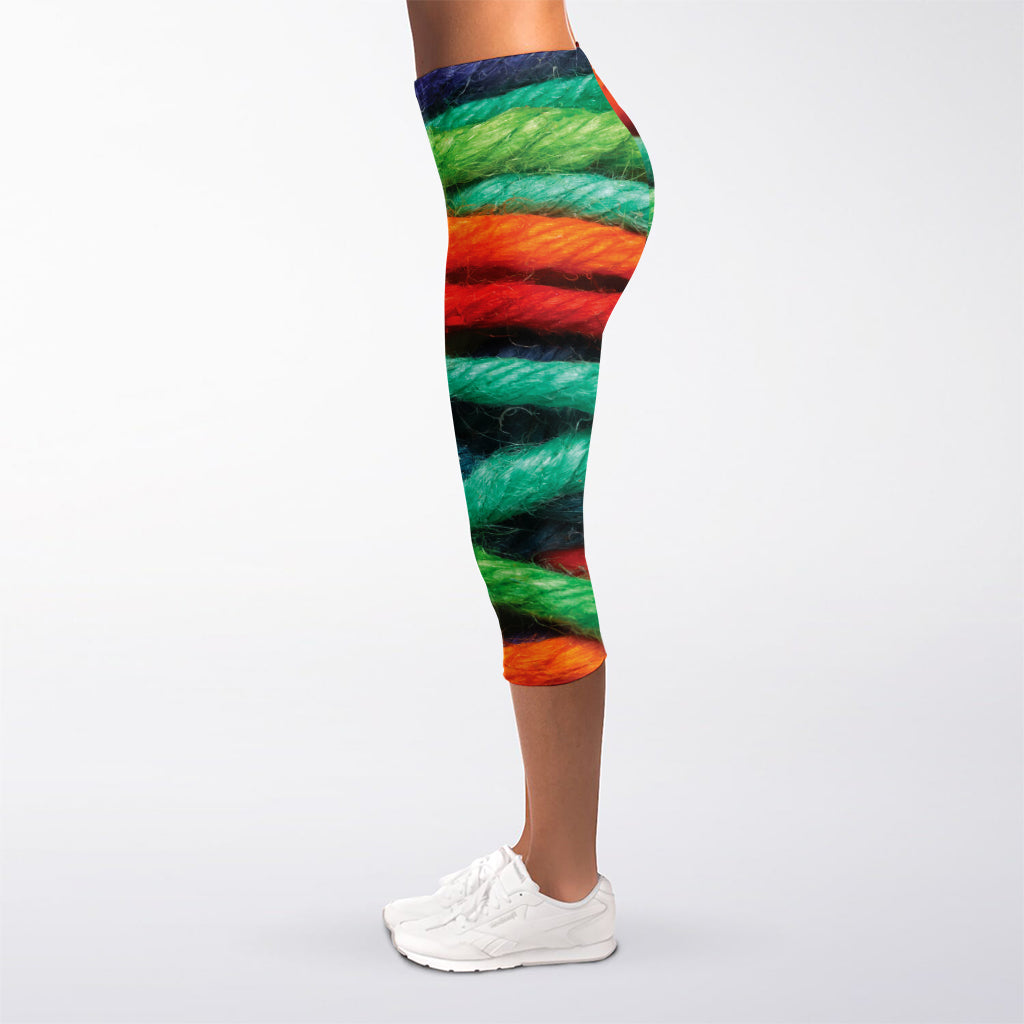 Colorful Yarn Print Women's Capri Leggings