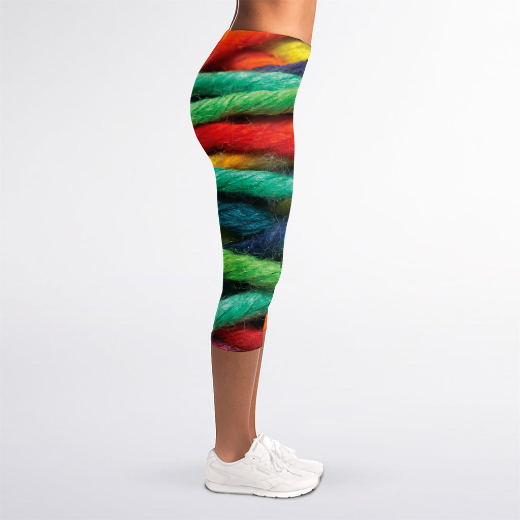 Colorful Yarn Print Women's Capri Leggings