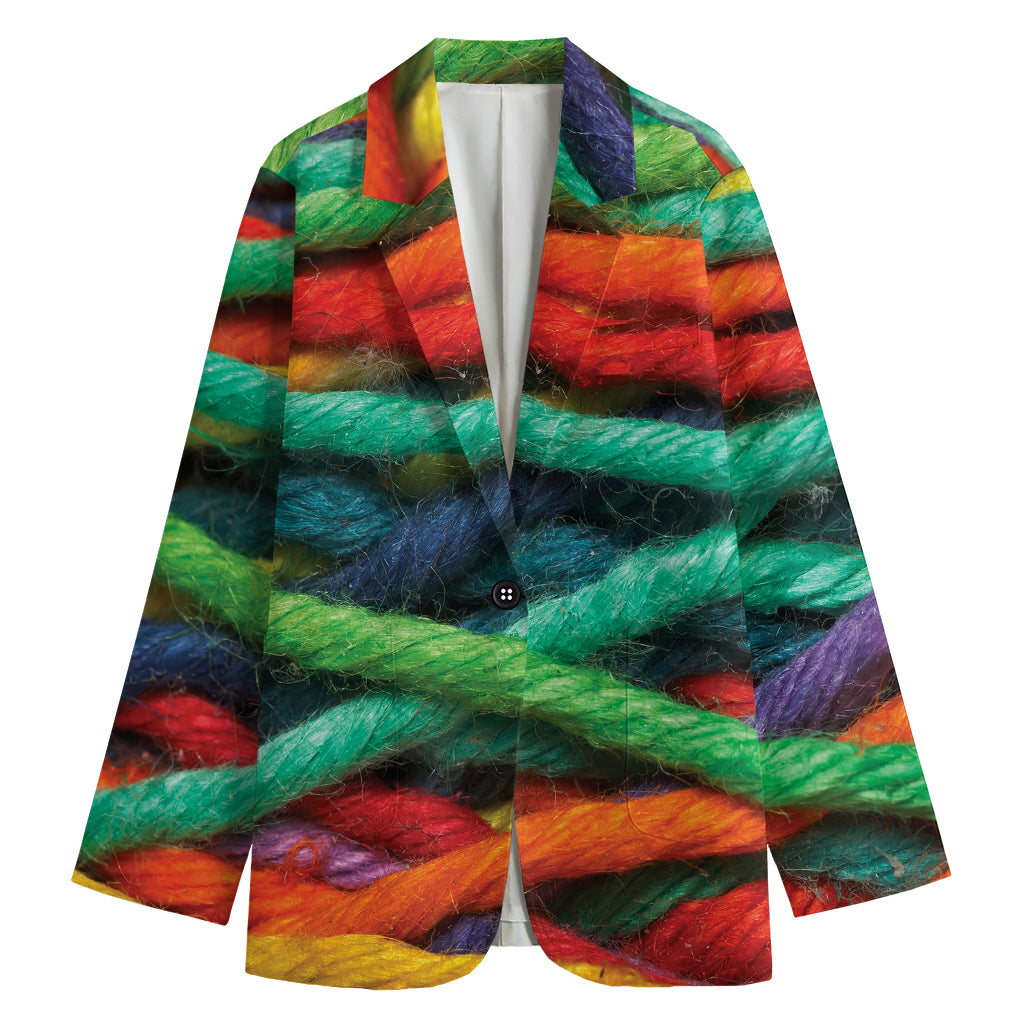 Colorful Yarn Print Women's Cotton Blazer