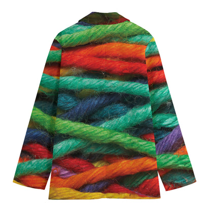 Colorful Yarn Print Women's Cotton Blazer