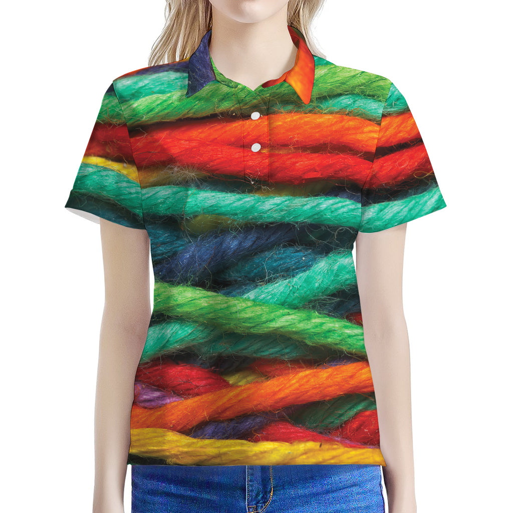 Colorful Yarn Print Women's Polo Shirt