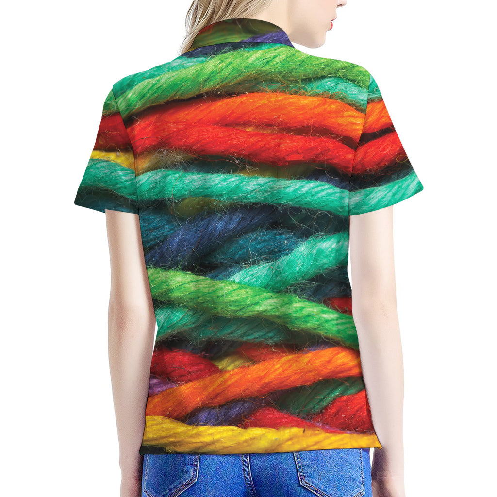 Colorful Yarn Print Women's Polo Shirt
