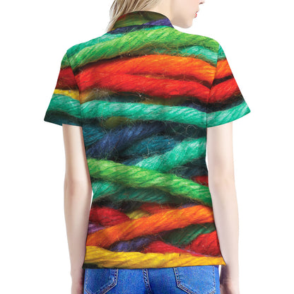 Colorful Yarn Print Women's Polo Shirt