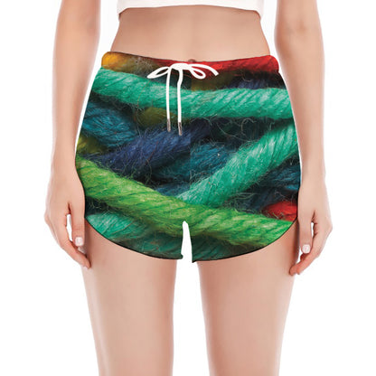Colorful Yarn Print Women's Split Running Shorts