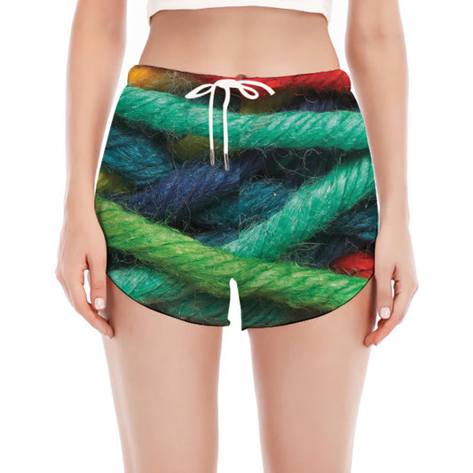 Colorful Yarn Print Women's Split Running Shorts