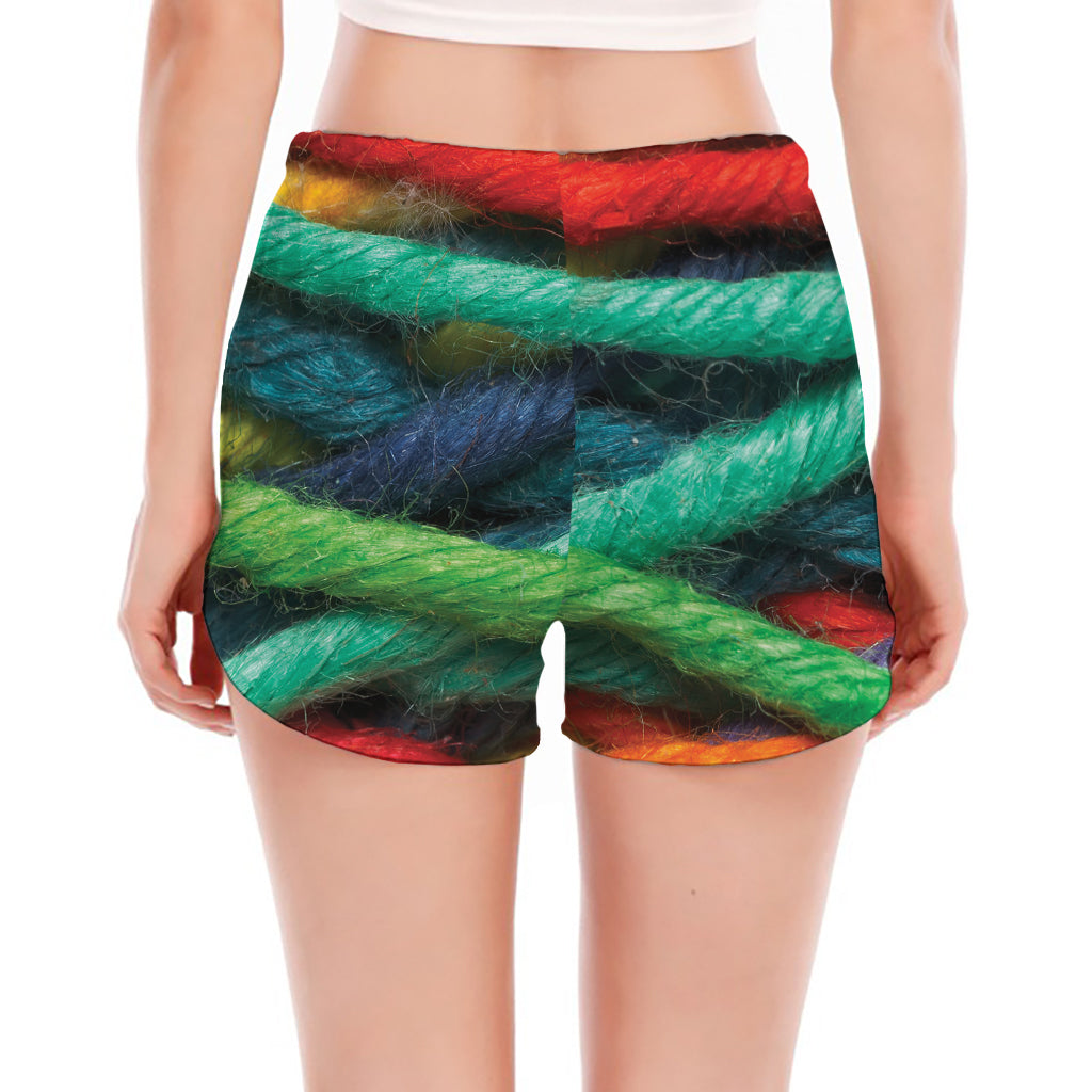 Colorful Yarn Print Women's Split Running Shorts