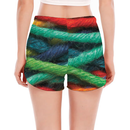 Colorful Yarn Print Women's Split Running Shorts