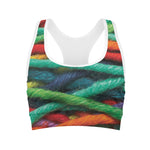 Colorful Yarn Print Women's Sports Bra
