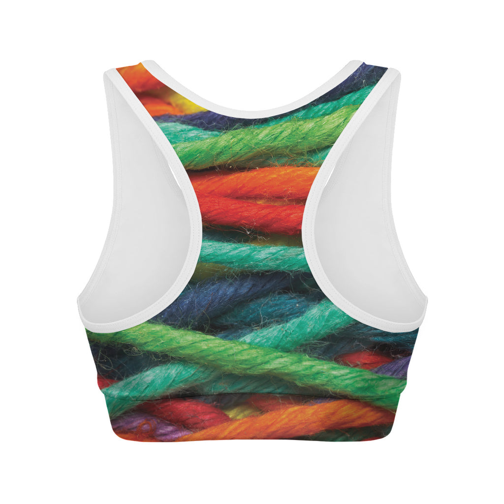 Colorful Yarn Print Women's Sports Bra