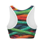 Colorful Yarn Print Women's Sports Bra