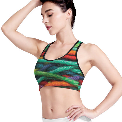Colorful Yarn Print Women's Sports Bra