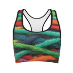 Colorful Yarn Print Women's Sports Bra