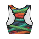 Colorful Yarn Print Women's Sports Bra
