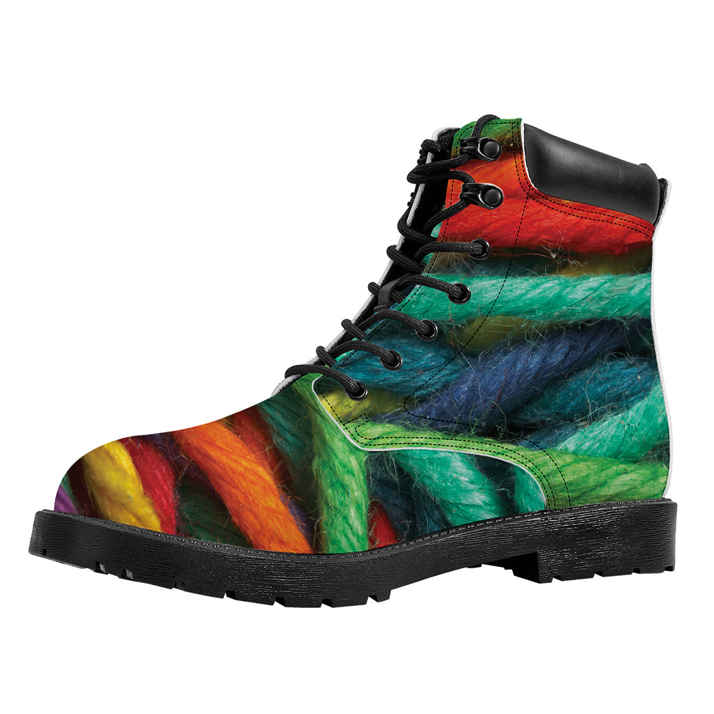 Colorful Yarn Print Work Boots