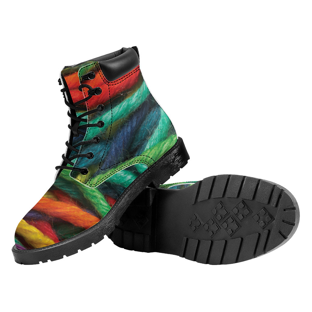 Colorful Yarn Print Work Boots