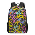 Colorful Zebra Leopard Pattern Print 17 Inch Backpack
