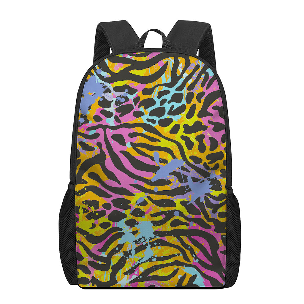 Colorful Zebra Leopard Pattern Print 17 Inch Backpack