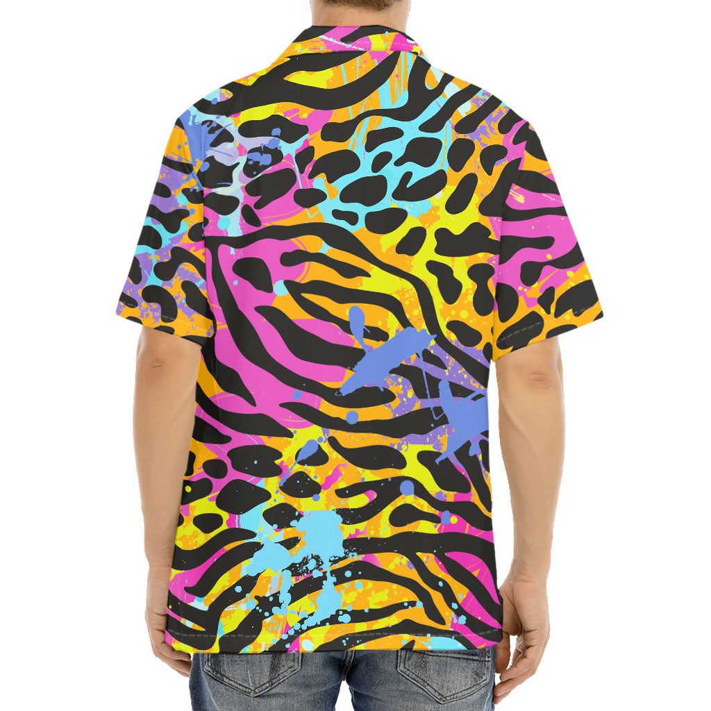 Colorful Zebra Leopard Pattern Print Aloha Shirt