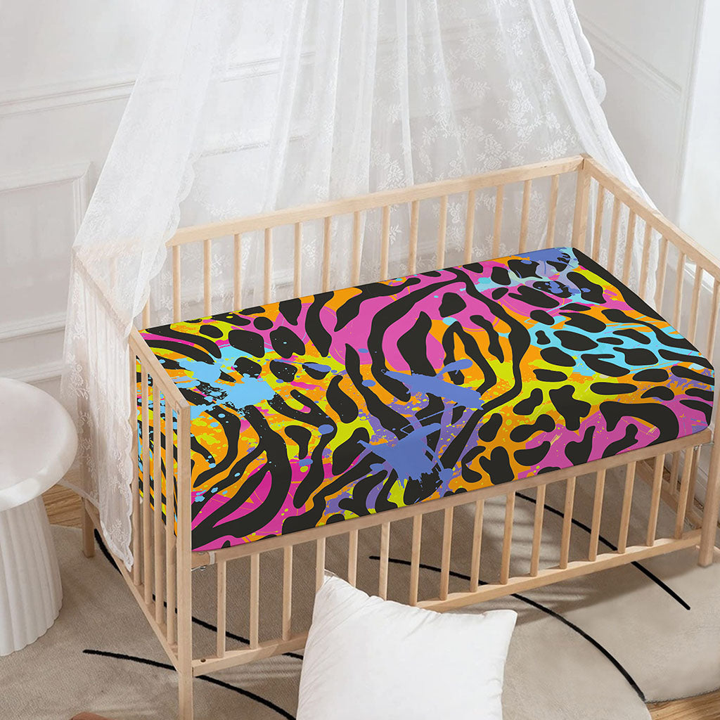 Colorful Zebra Leopard Pattern Print Baby Crib Sheet