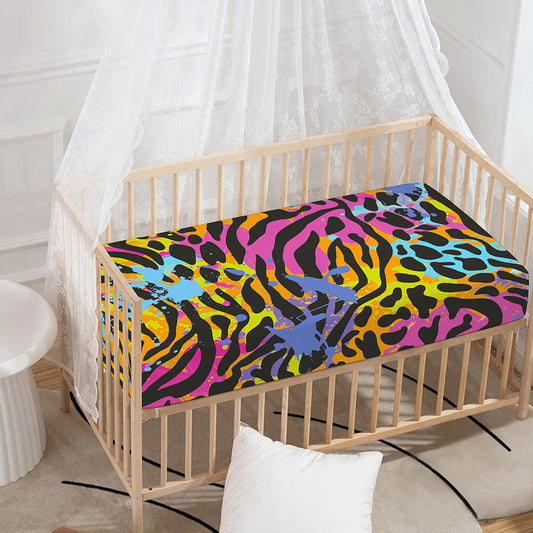 Colorful Zebra Leopard Pattern Print Baby Crib Sheet