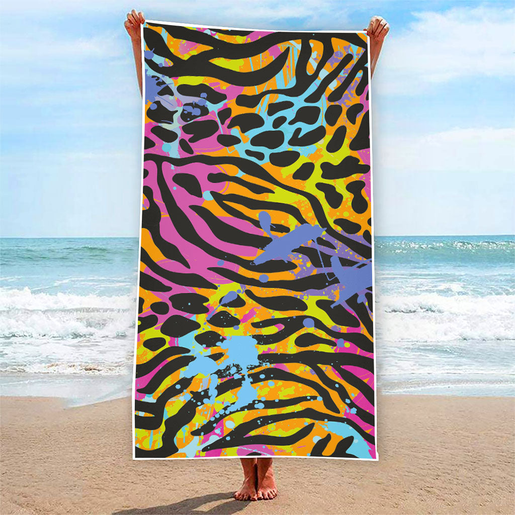 Colorful Zebra Leopard Pattern Print Beach Towel