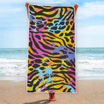 Colorful Zebra Leopard Pattern Print Beach Towel